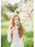Long Sleeve Ivory Lace Chiffon Wedding Dress
